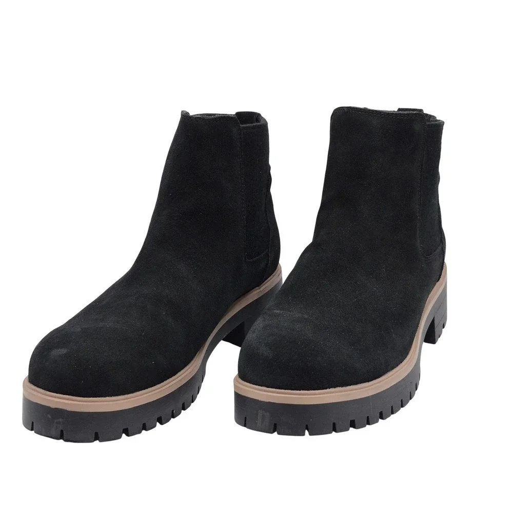 Eddie Bauer Boots Womens Size 11 Black Suede Bellingham Chelsea Waterproof Ankle
